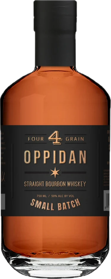 Bottle of Oppidan Four Grain Straight Bourbon